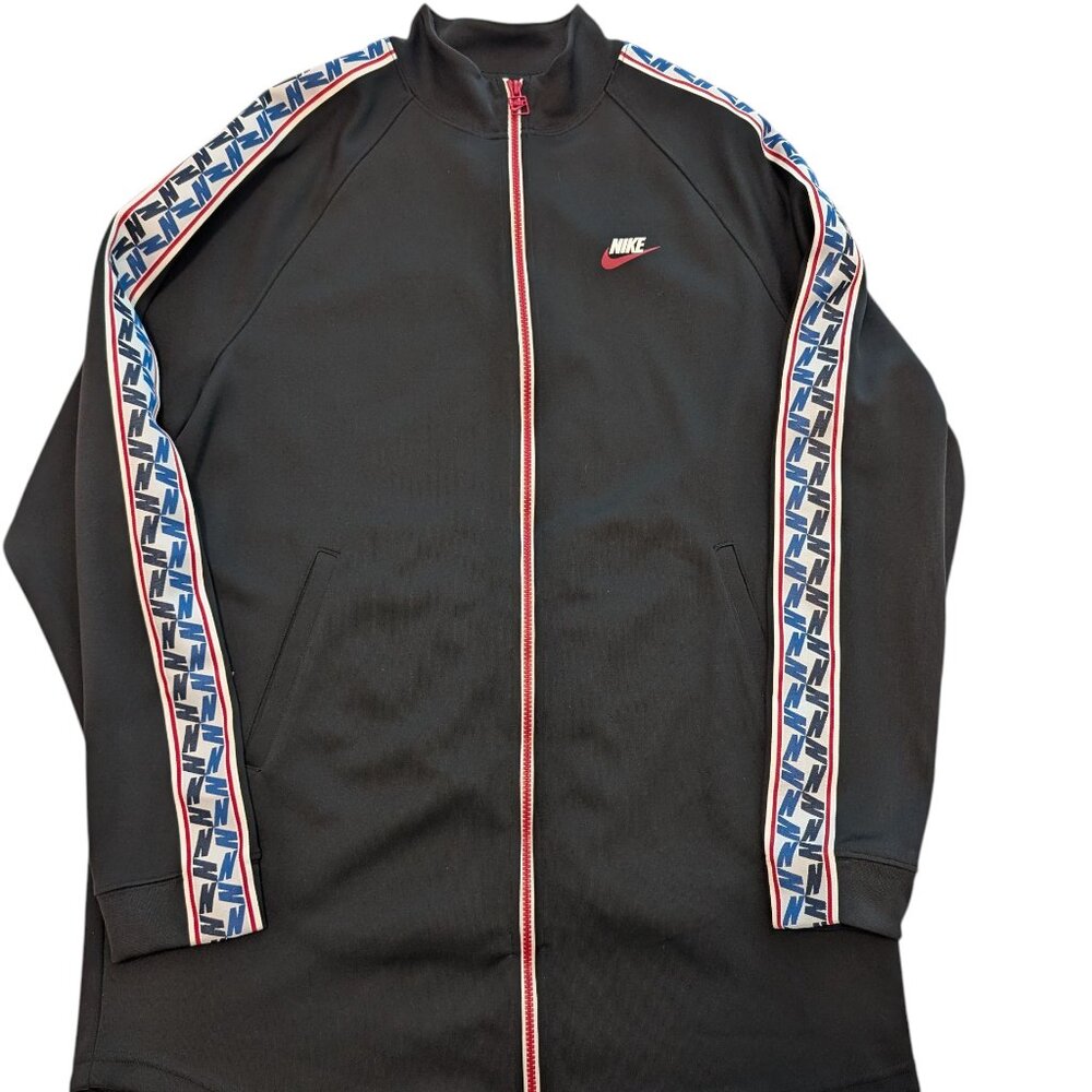 Nike Men's Black Taped Side Panel Longline Full Zip Track Jacket - Men's L